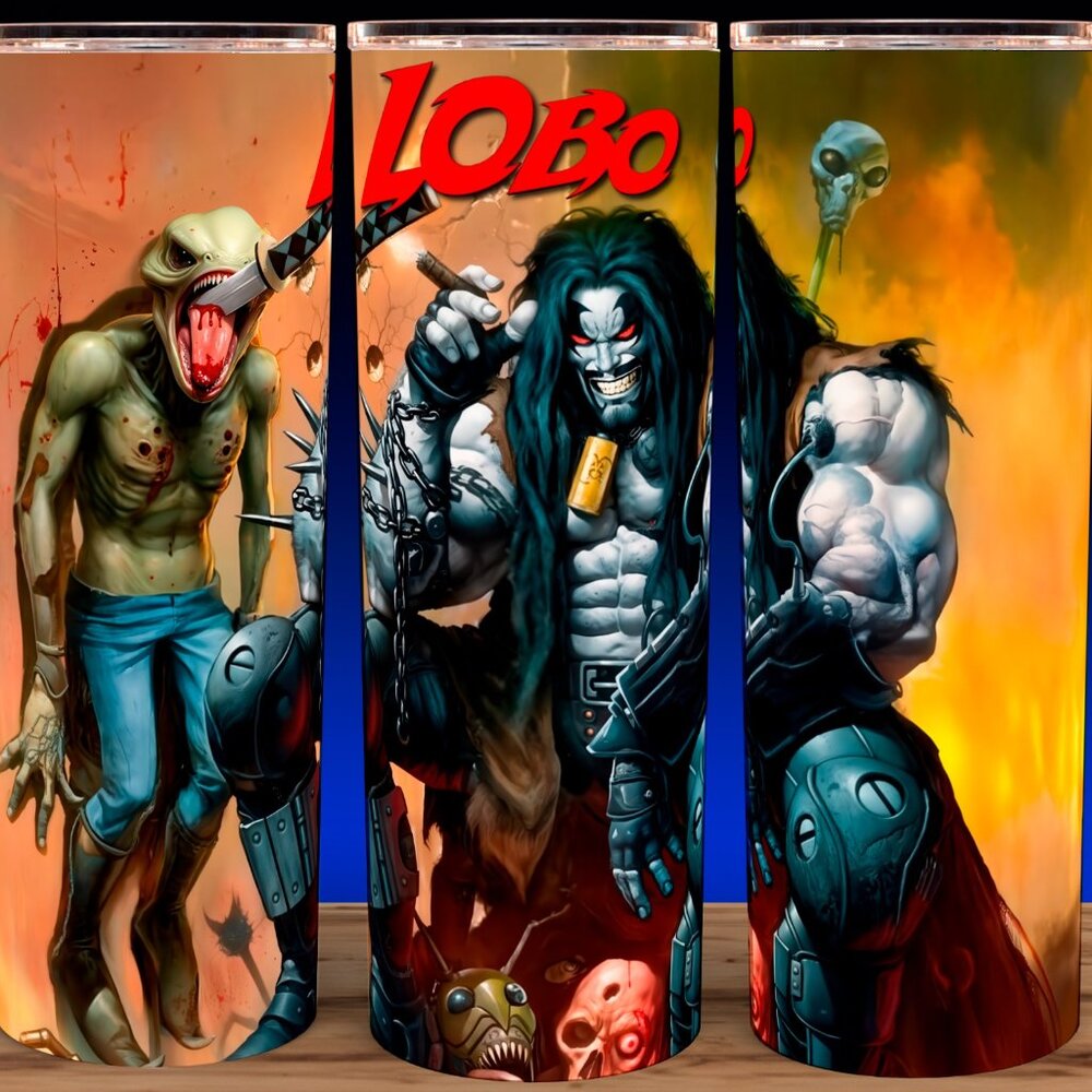 Lobo Comic Book Villain with Katana Cup Mug Tumbler 20oz